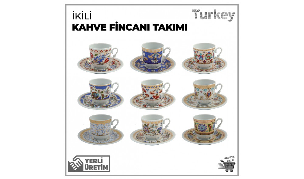 İkili Kutulu Kahve Fincanı Takımı Yaldızlı İkili Kutulu Kahve Fincanı Takımı Yaldızlı